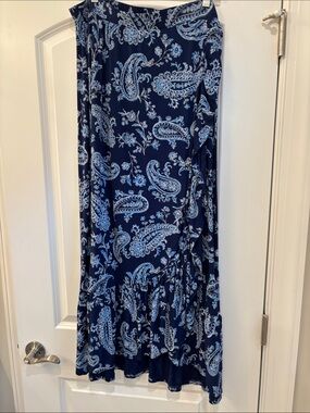 Talbots Blue Paisley Maxi Skirt sizeXL